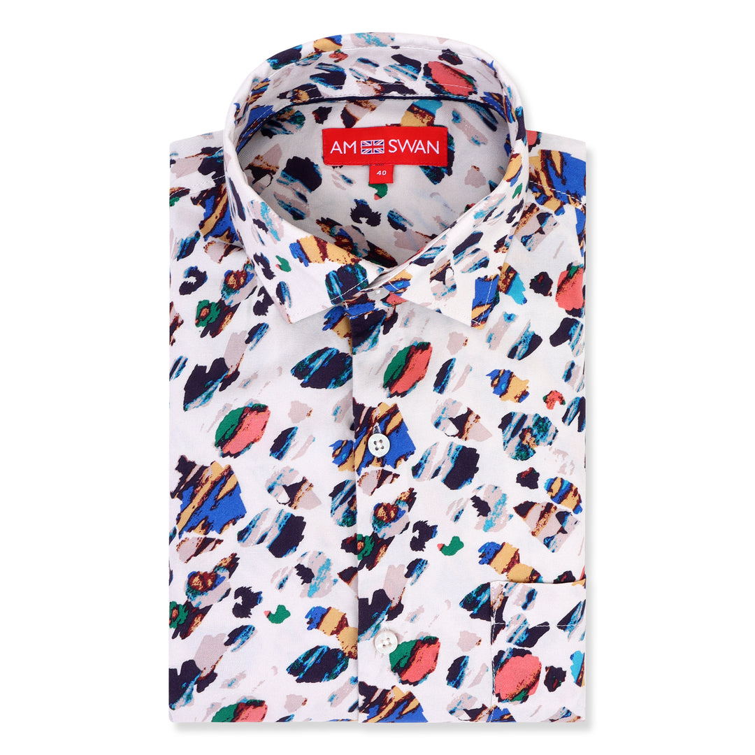 Men'S Premium White Printed Rayon Shirt