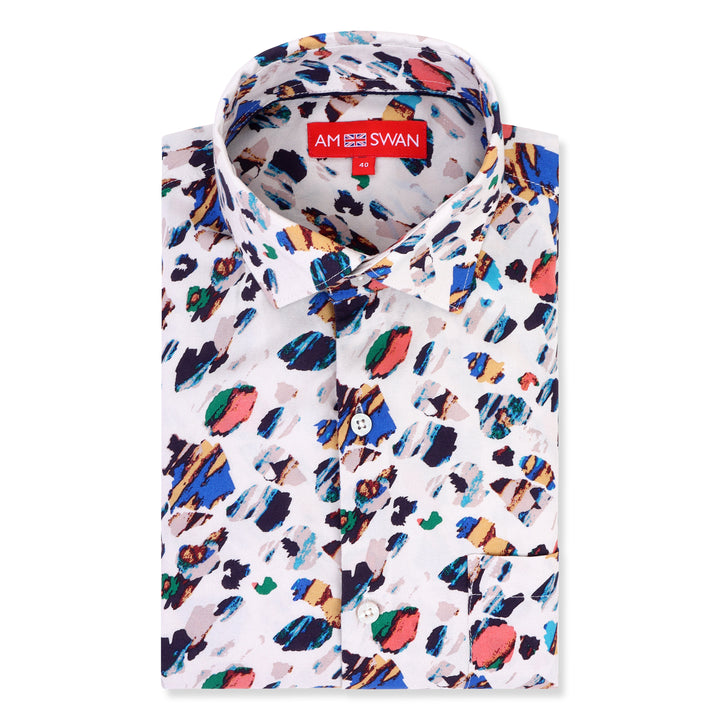 Men'S Premium White Printed Rayon Shirt