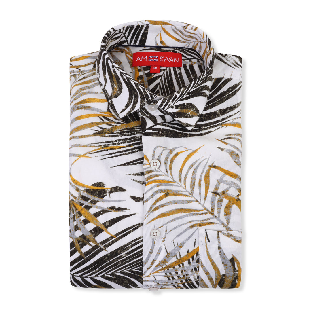 Men'S Botanical Print Premium Rayon Shirt