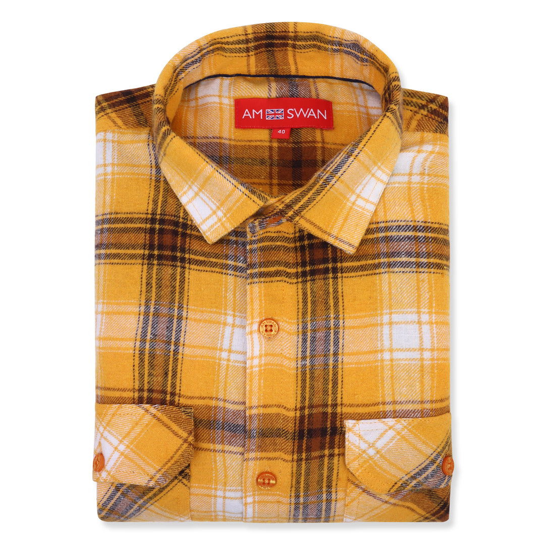 Premium Cotton Yellow Plaid Flannel Shirts