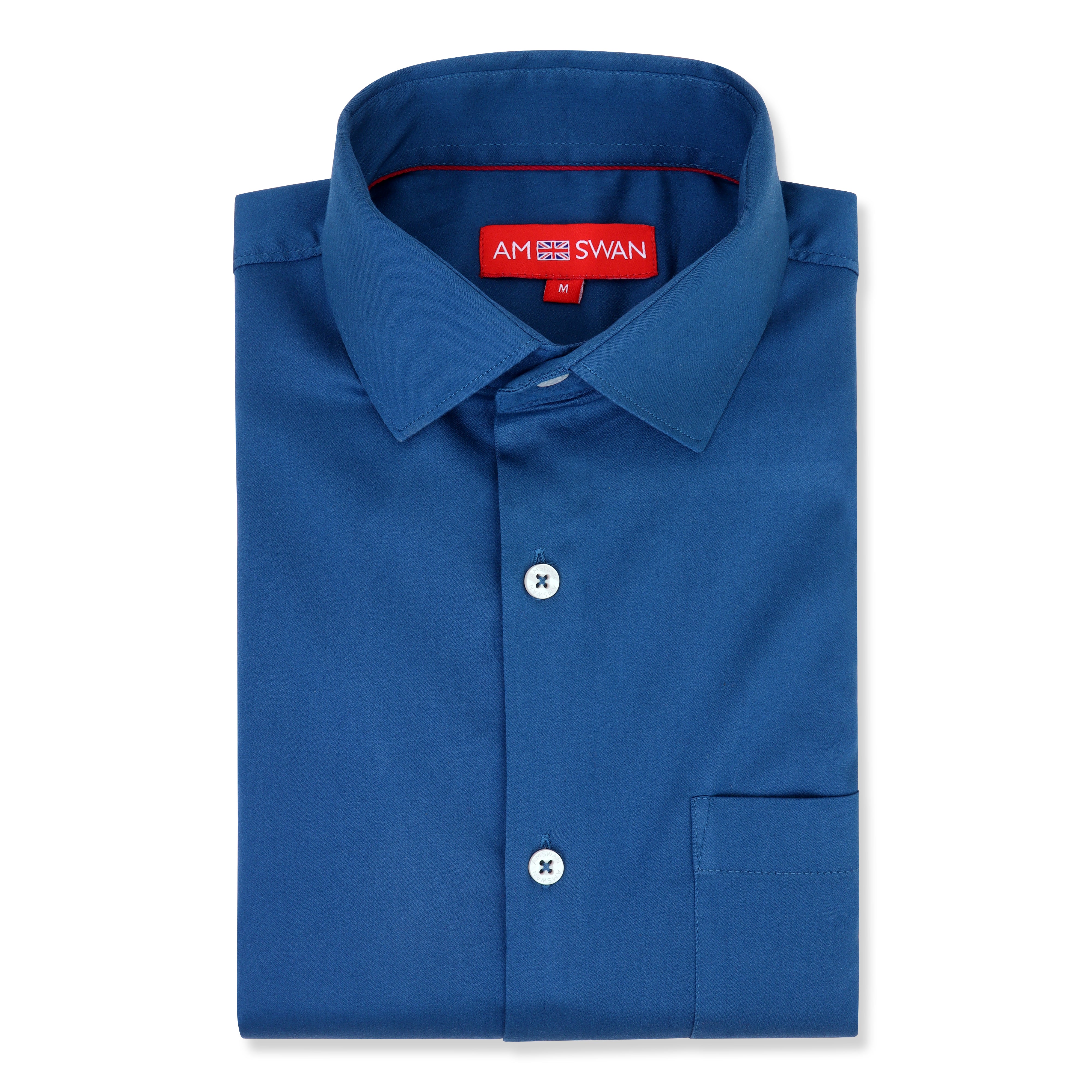 Premium Cotton Lycra Satin Dogger Blue Shirt