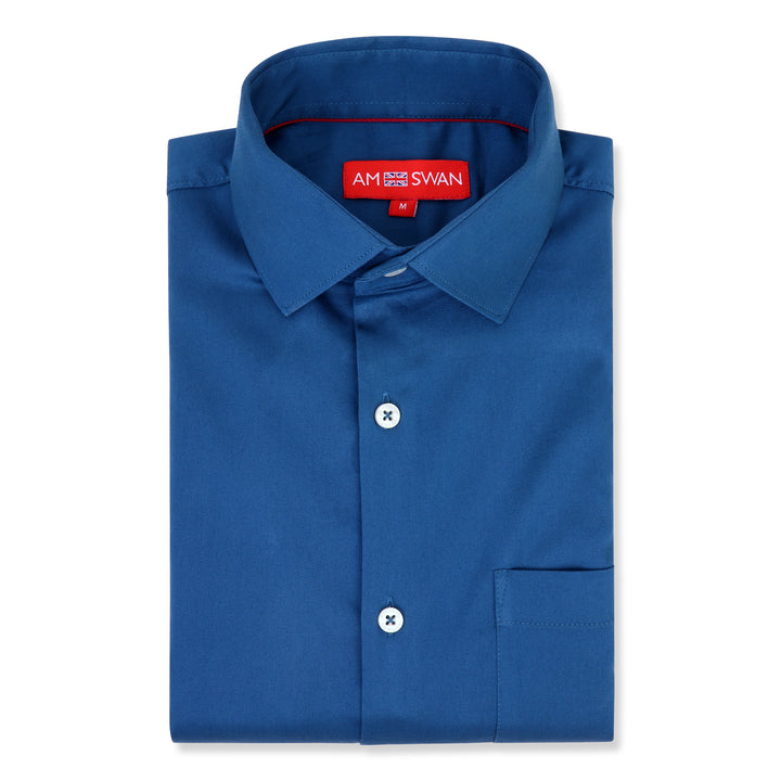 Premium Cotton Lycra Satin Dogger Blue Shirt