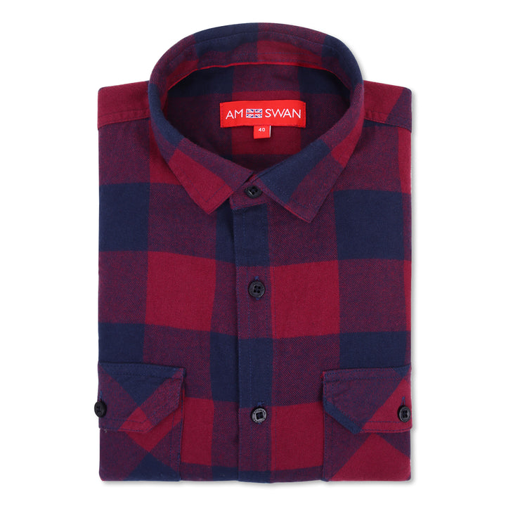 Premium Cotton Maroon Flannel Full Sleeves Shirt