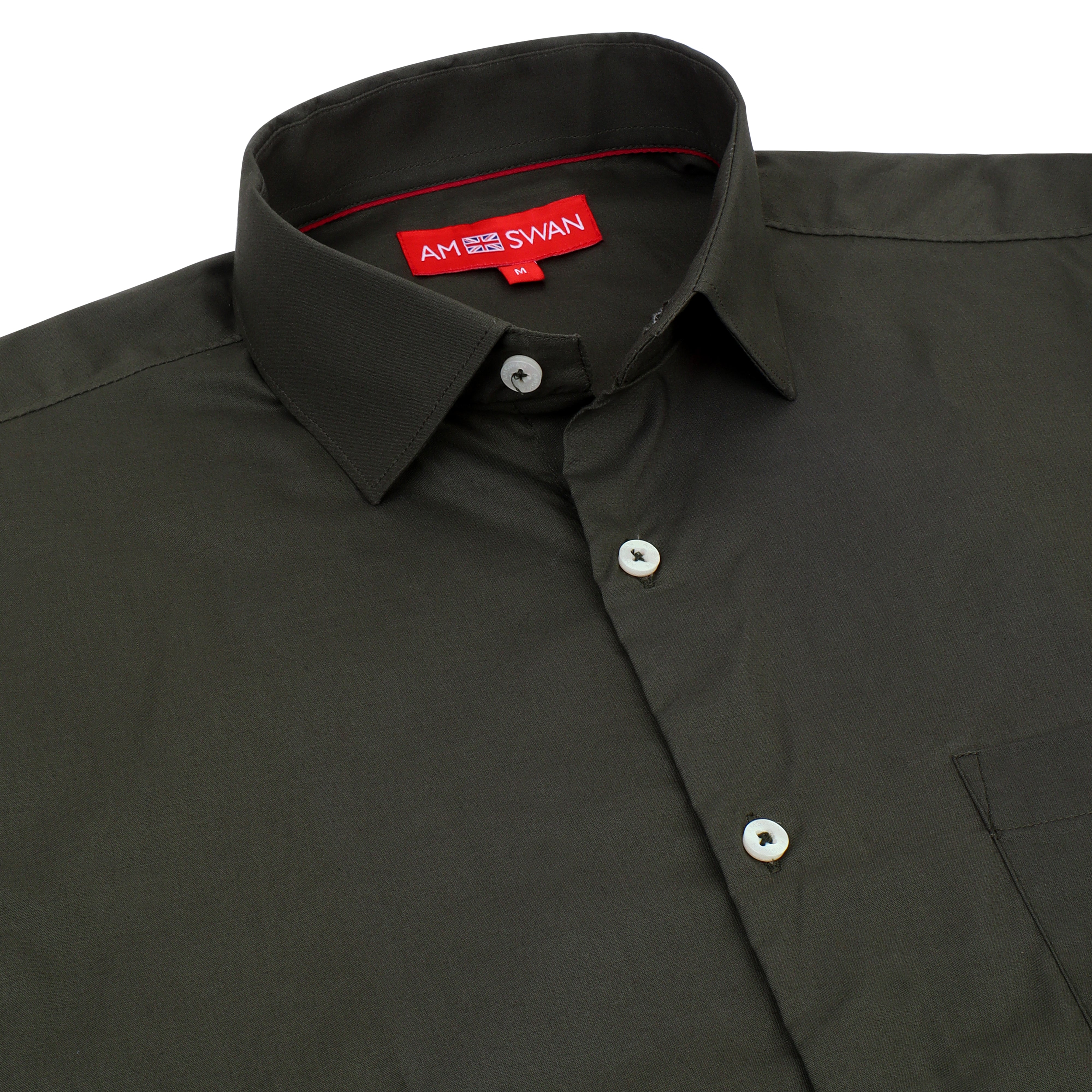 Olive Green Shirt With Premium Cotton Lycra Blend