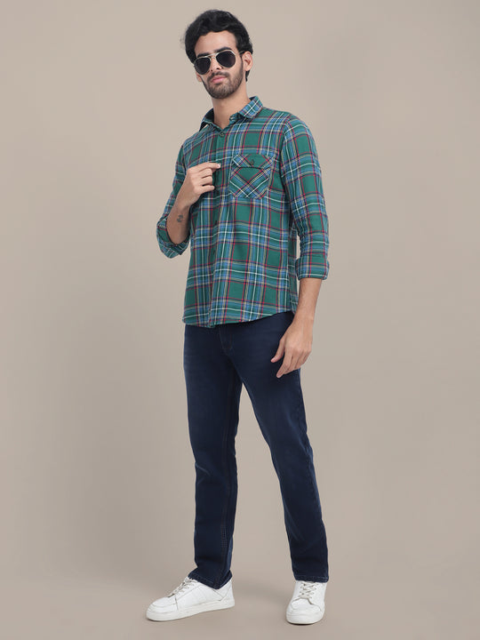 Premium Cotton Green Plaid Flannel Shirt