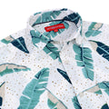 Men'S Premium Rayon Shirt With Classic White & Green Tropical Print