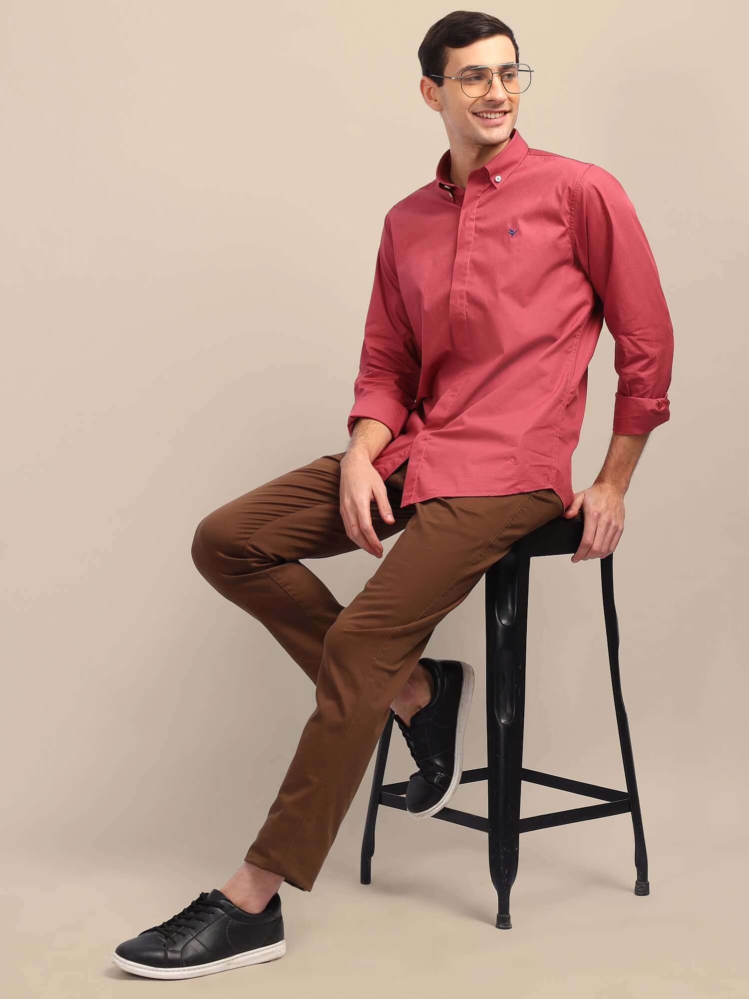 Pink Shirt With Premium Cotton Lycra