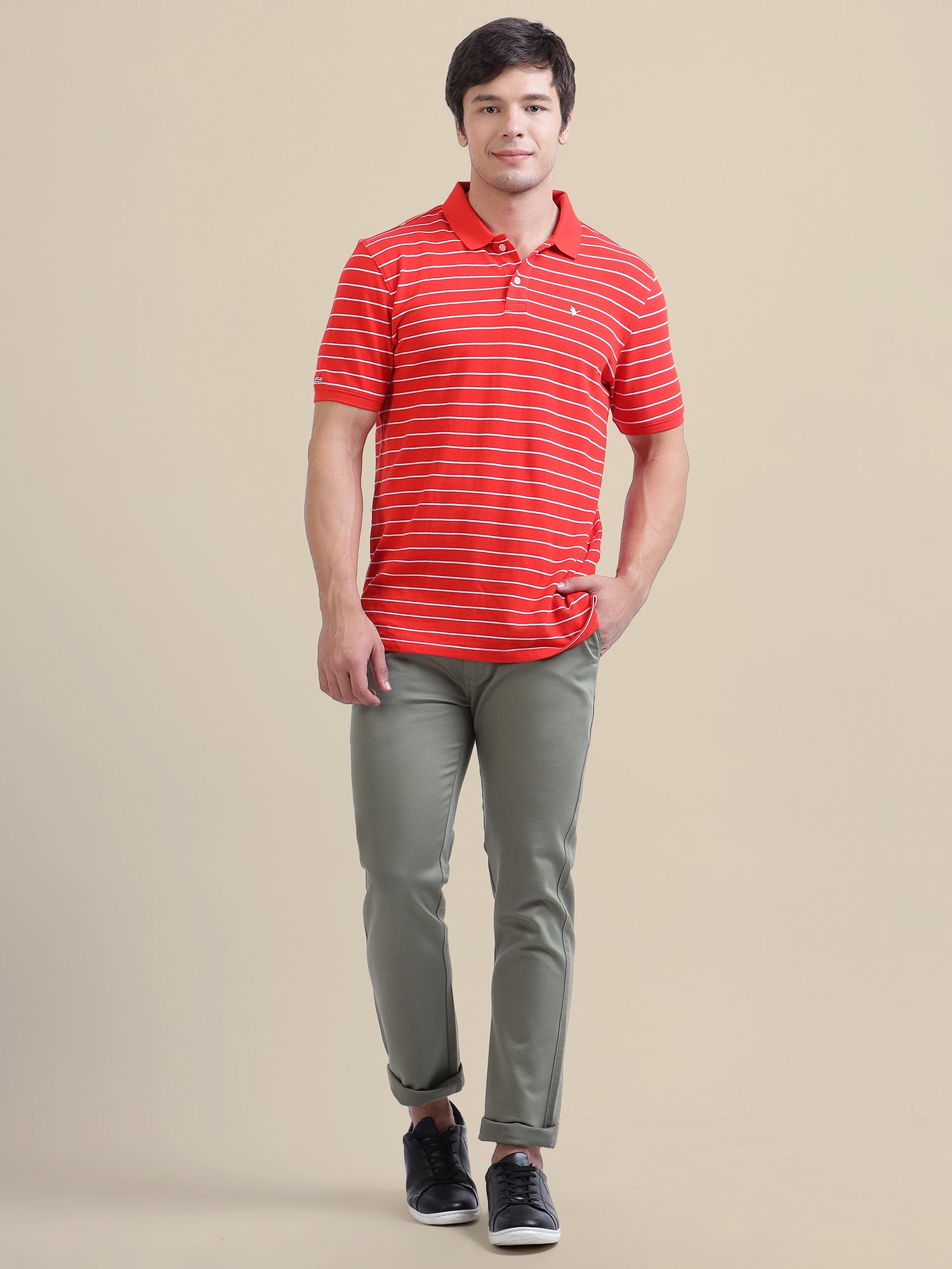 Amswan Men'S Grey Casual Trousers Solid Cotton Lycra Smart Fit