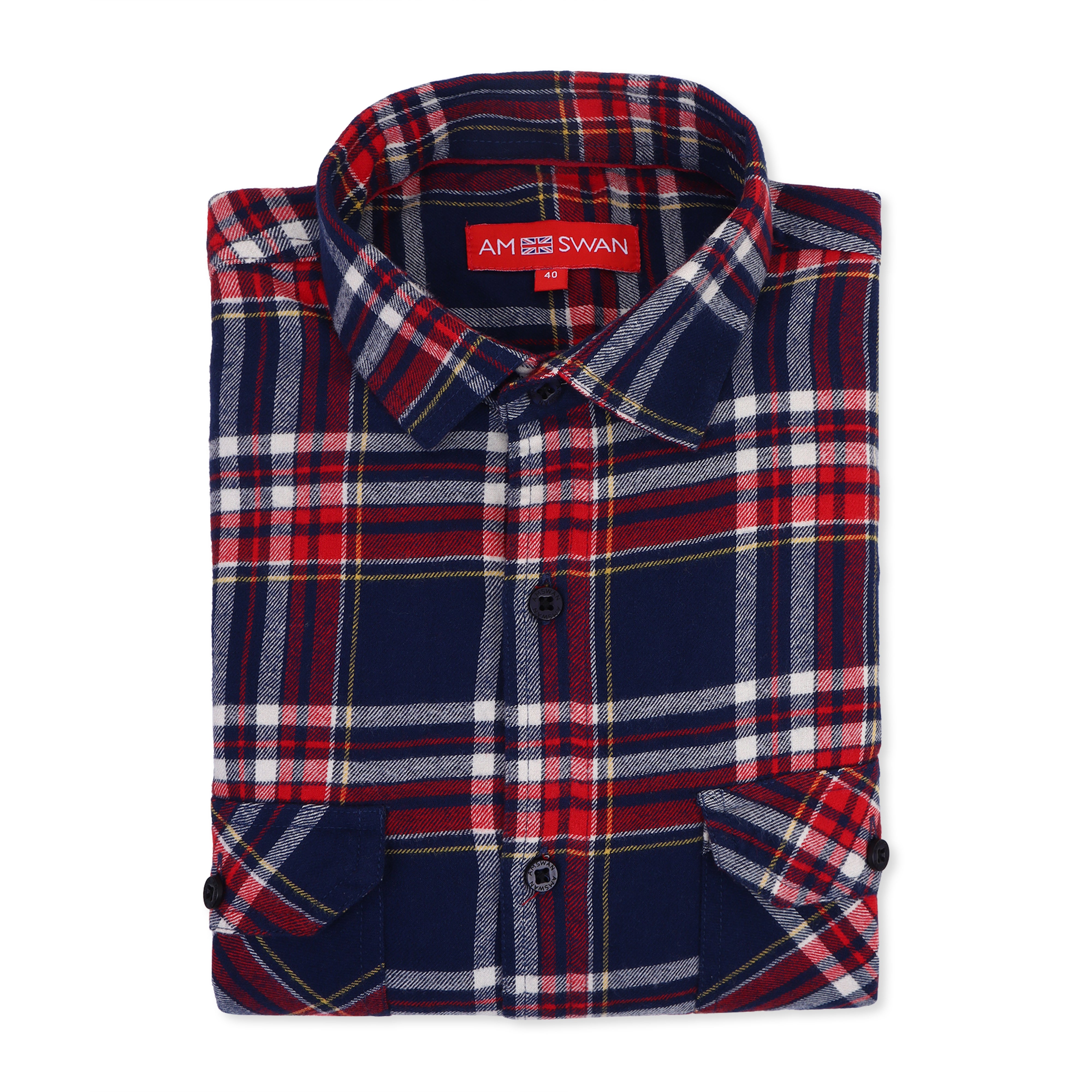 Premium Cotton Flannel Shirt With Spread Collar