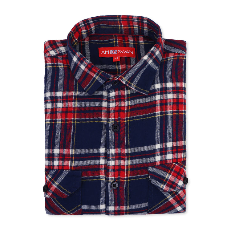 Premium Cotton Flannel Shirt With Spread Collar