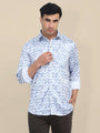 Men'S Poly Satin Lycra Grey Digital Printed Shirt