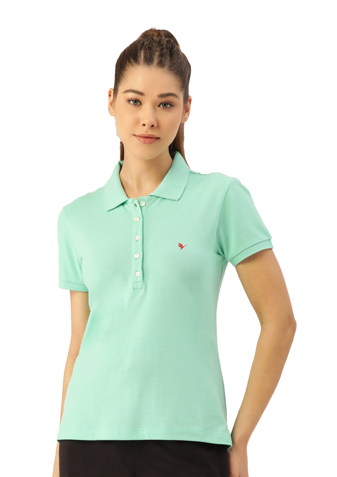 WOMENS PREMIUM COTTON SOLID HALF SLEEVE POLO T-SHIRTS