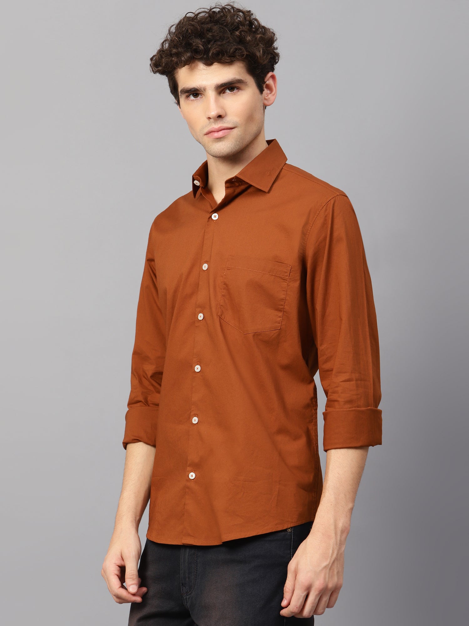 Premium Cotton Lycra Rust Shirt