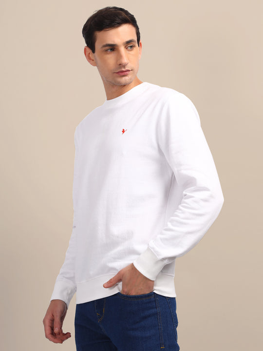 Amswan Men'S White Solid Sweatshirt