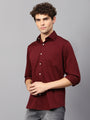 Premium Cotton Lycra Satin Maroon Shirt