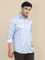Men'S Poly Satin Lycra Grey Digital Printed Shirt