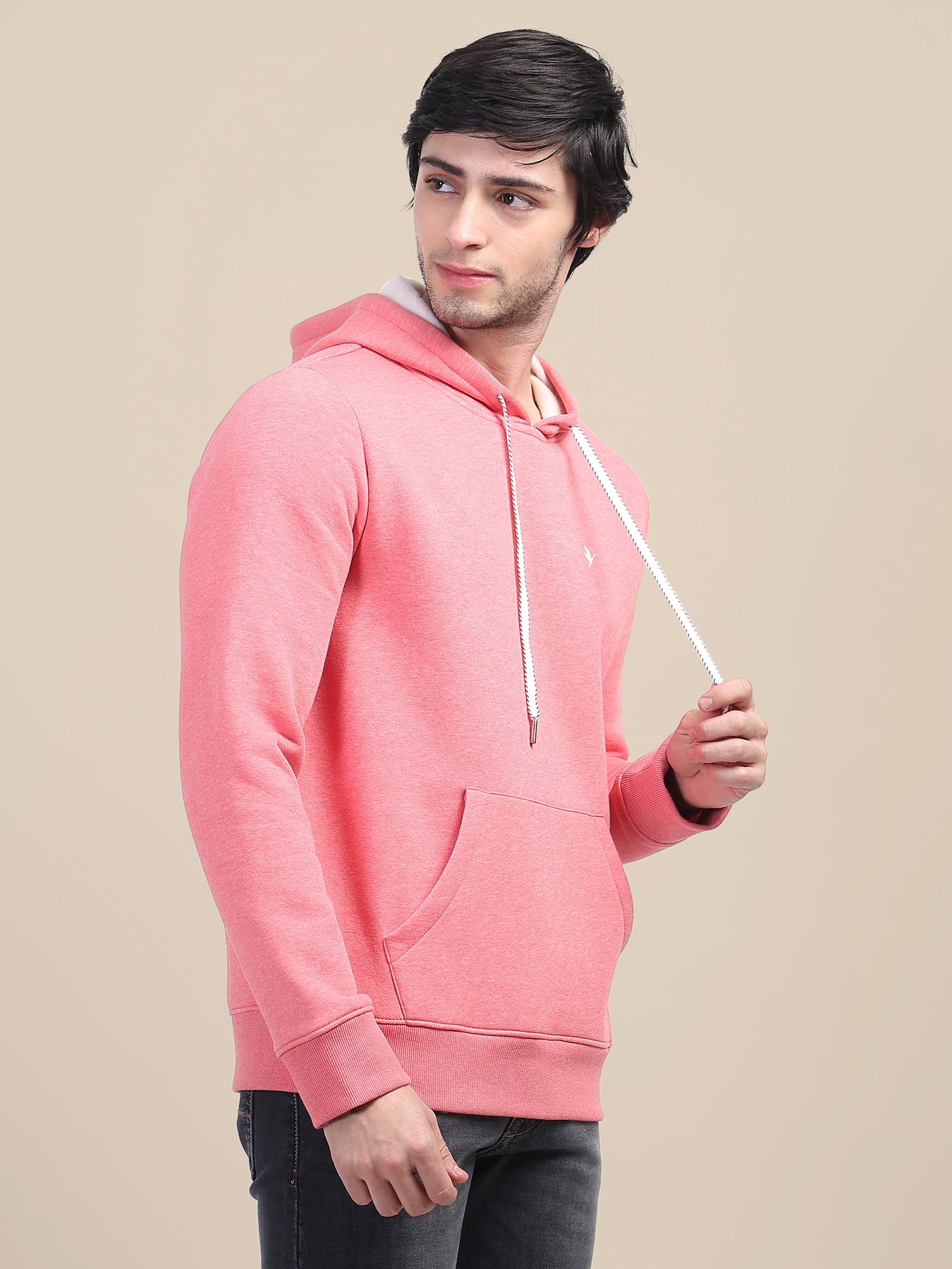 AMSWAN MEN'S PINK STYLISH AND COMFORT FIT HOODIE