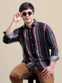 Men'S Premium Rayon Shirt With Black Ray Stripe