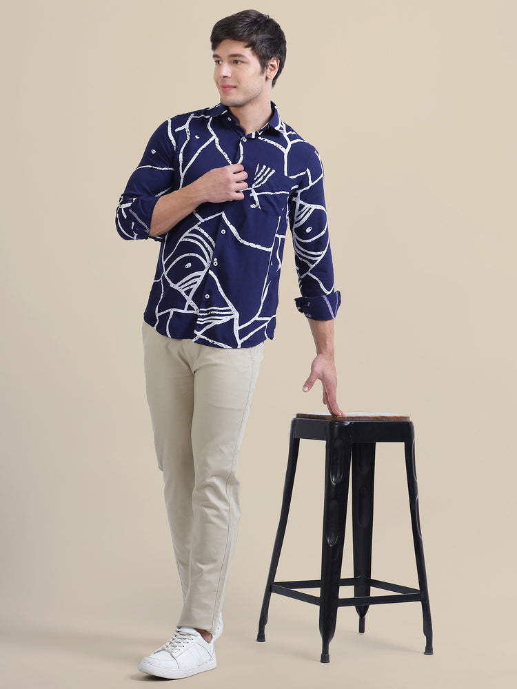 Men'S Premium Rayon Shirt With Abstract Print