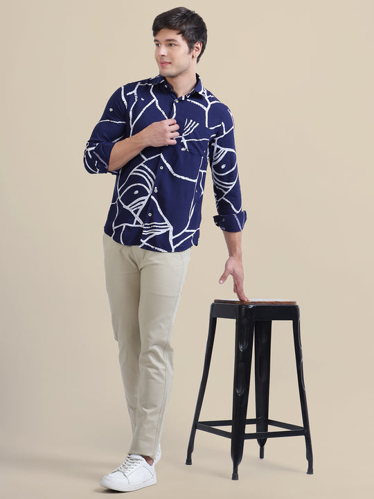 Men'S Premium Rayon Shirt With Abstract Print