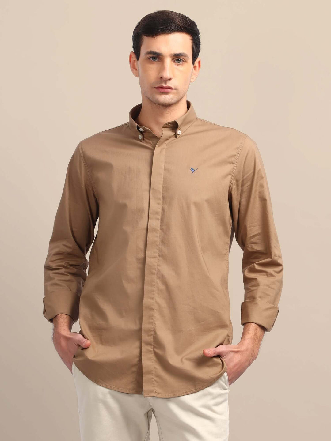Brown Shirt With Premium Cotton Lycra