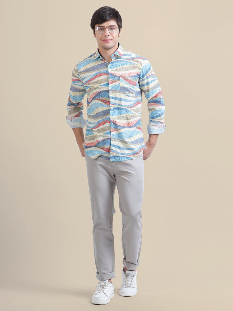 Men'S Premium Rayon Shirt With Self-Design Spread Collar