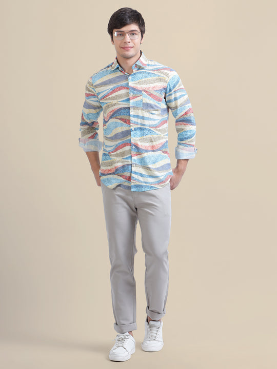 Men'S Premium Rayon Shirt With Self-Design Spread Collar