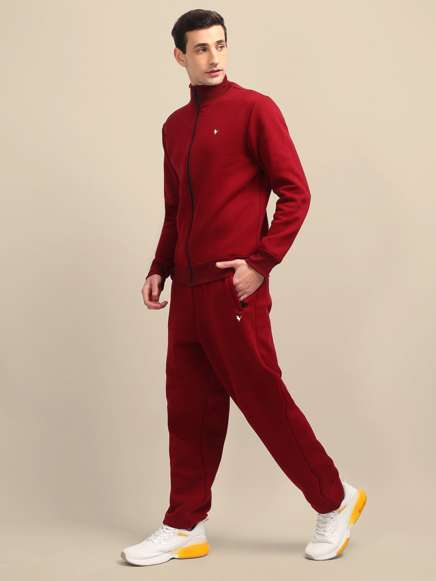 Amswan Men'S Maroon Stylish And Comfortable Full Zipper Sweatshirts