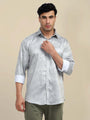 Men'S Poly Satin Lycra Grey Digital Printed Shirt