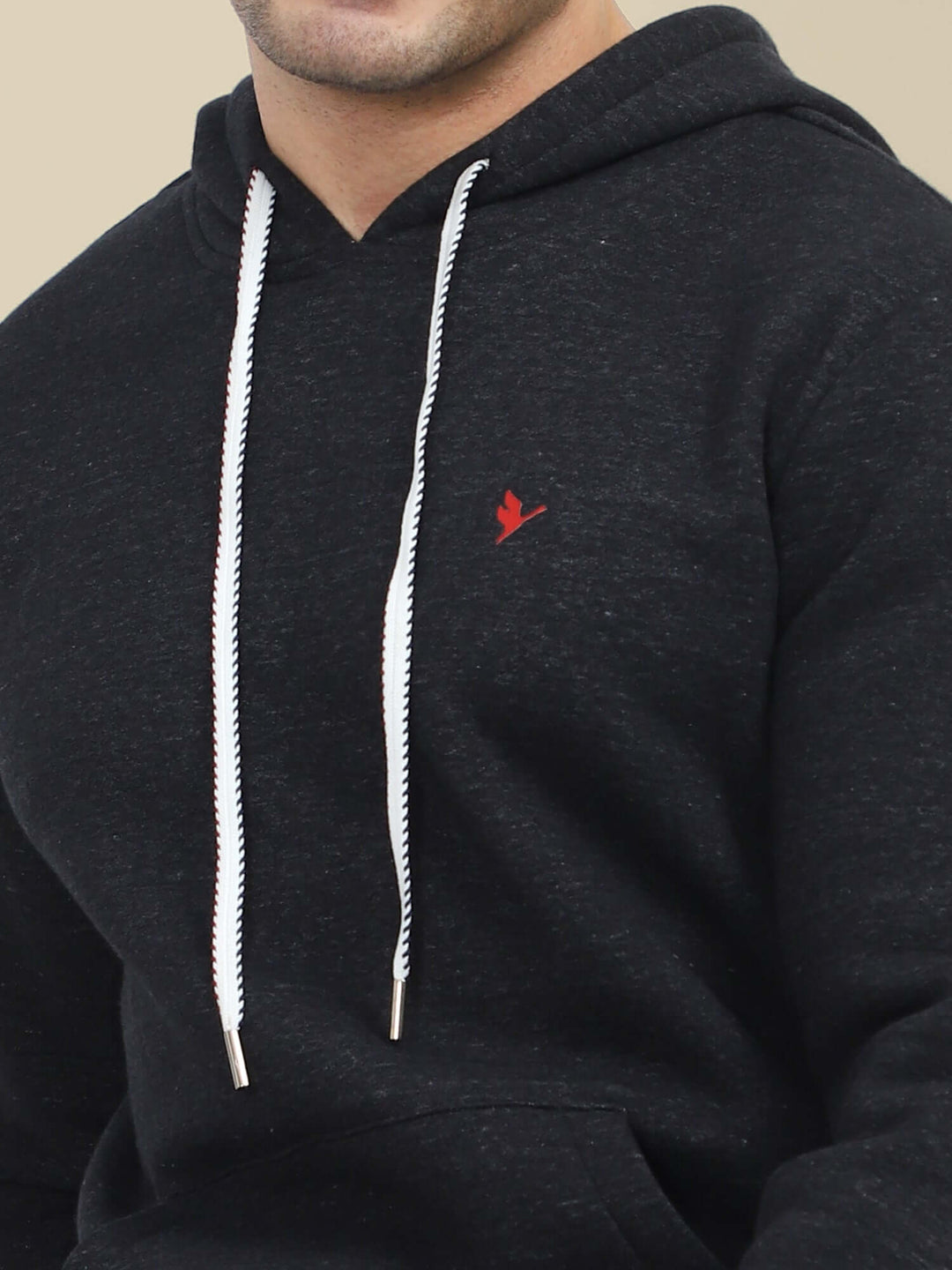 Men'S Black Hoodie With Shorts Cord Set