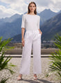 European Satin Flared Pleated Trouser