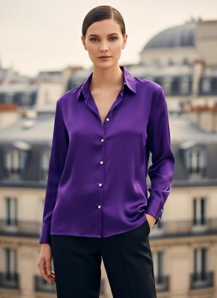 Modal Satin Shirt for Women  Purple