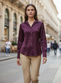 European Satin Spread Collar Shirt