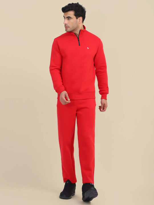 Amswan Men'S Red Cord Set: Half Zipper Sweatshirt & Sweatpants For Ultimate Comfort And Style