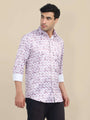 Men'S Poly Satin Lycra Mauve Digital Printed Shirt