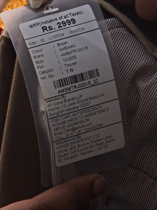 Brown Casual Trousers Solid Cotton Lycra Smart Fit