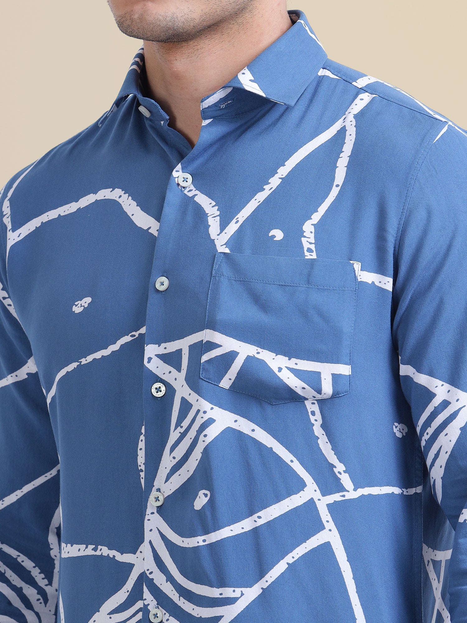 Abstract Printed Premium Shirt For Men'S In Rayon Fabric