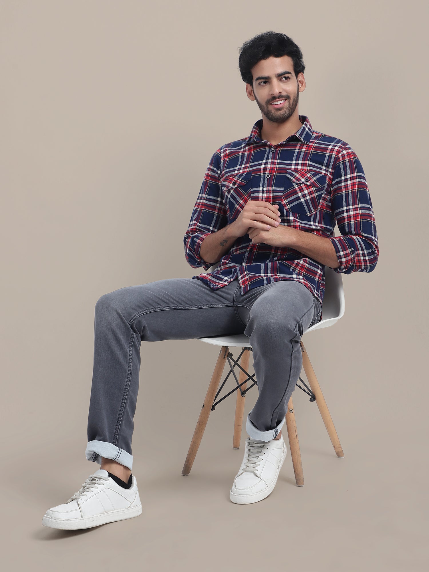 Premium Cotton Flannel Shirt With Spread Collar