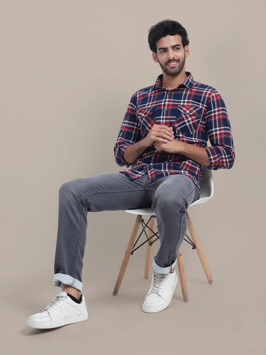 Premium Cotton Flannel Shirt With Spread Collar
