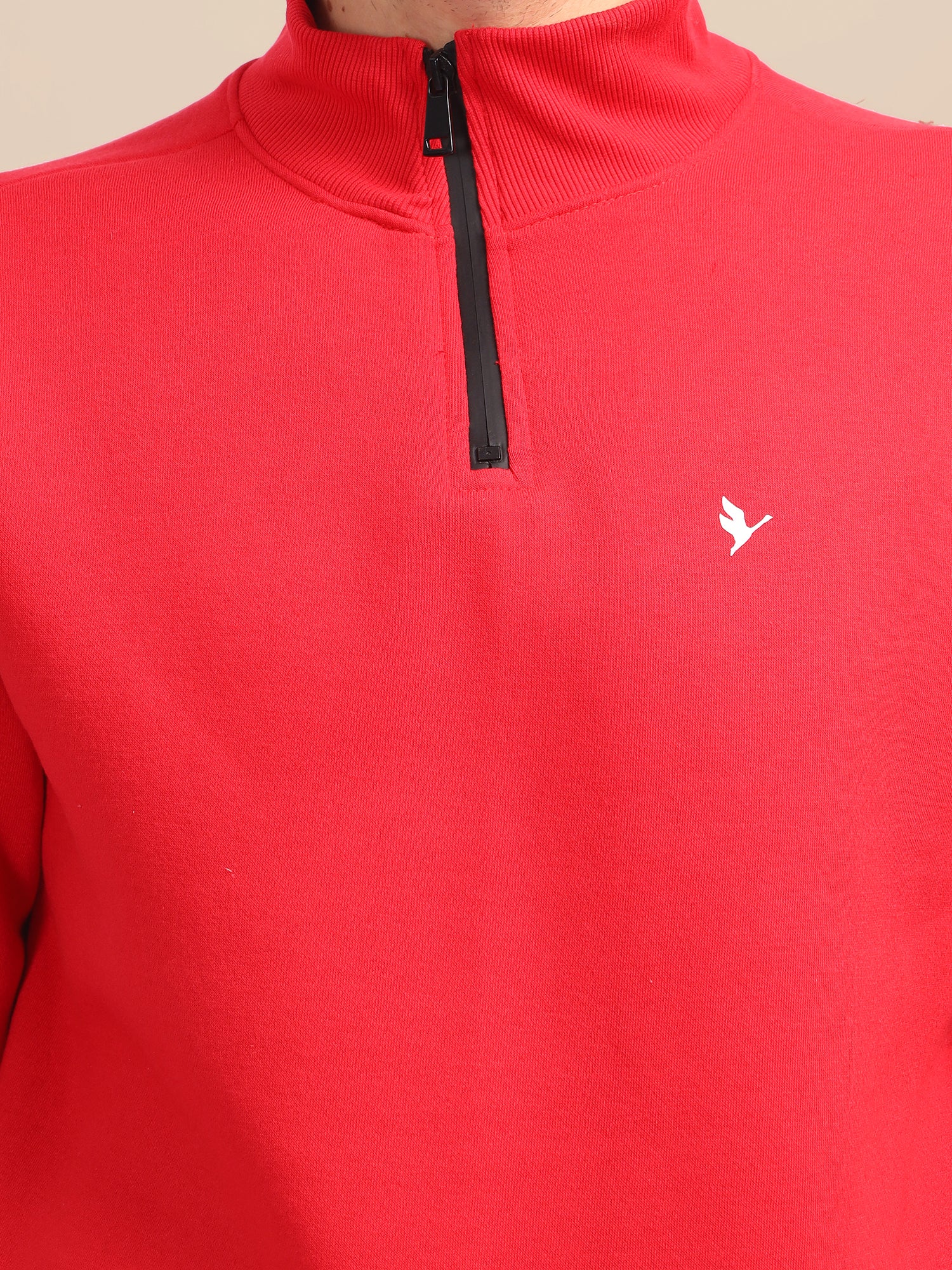 Amswan Men'S Red Solid Half-Zip Sweatshirt