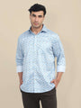Men'S Poly Satin Lycra Mint Green Digital Printed Shirt