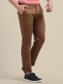 Brown Casual Trousers Solid Cotton Lycra, Smart Fit