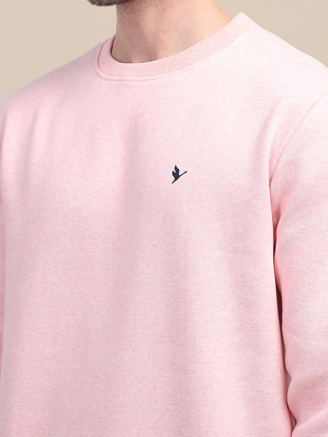 AMSWAN MEN'S PINK SOLID COMFORT: PREMIUM COTTON SWEATSHIRT FOR TIMELESS STYLE AND COZY ELEGANCE