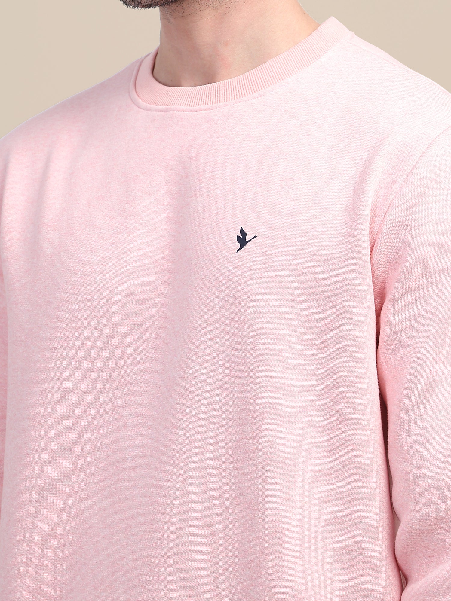 AMSWAN MEN'S PINK SOLID COMFORT: PREMIUM COTTON SWEATSHIRT FOR TIMELESS STYLE AND COZY ELEGANCE