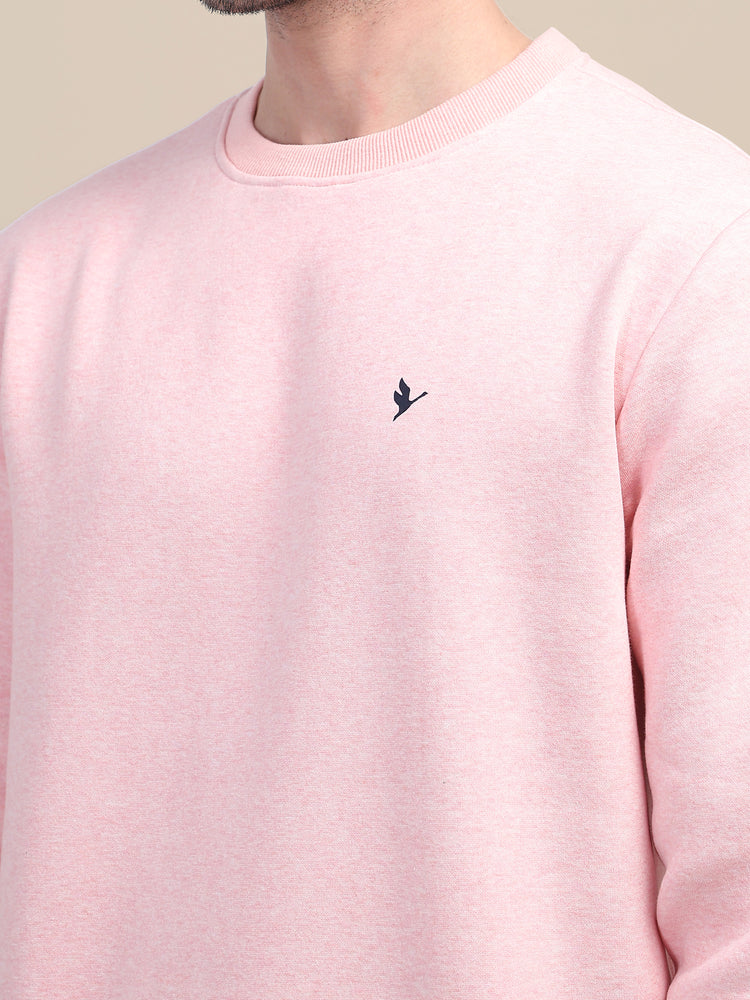 AMSWAN MEN'S PINK SOLID COMFORT: PREMIUM COTTON SWEATSHIRT FOR TIMELESS STYLE AND COZY ELEGANCE