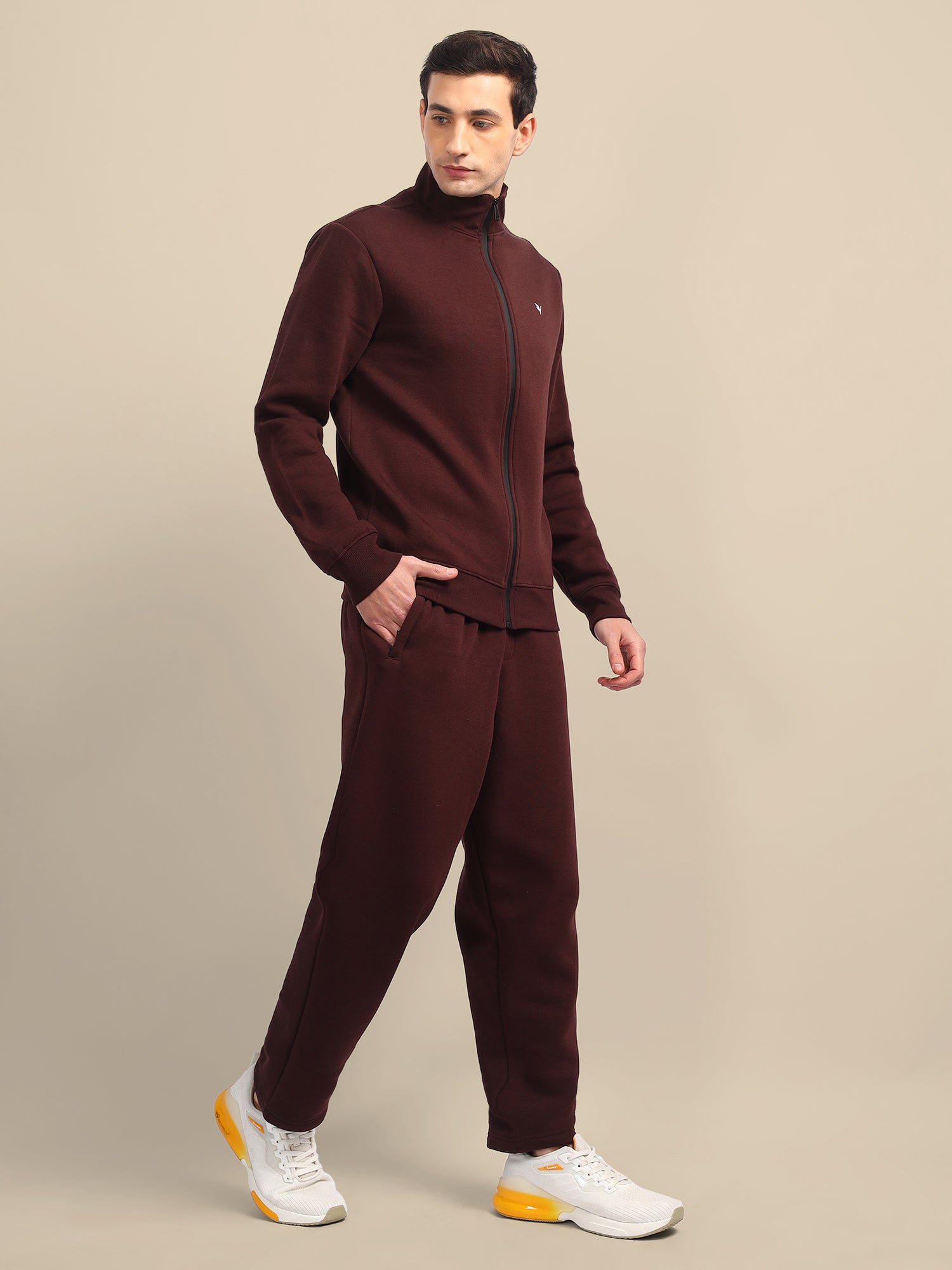 Amswan Men'S Brown Stylish And Comfortable Full Zipper Sweatshirts