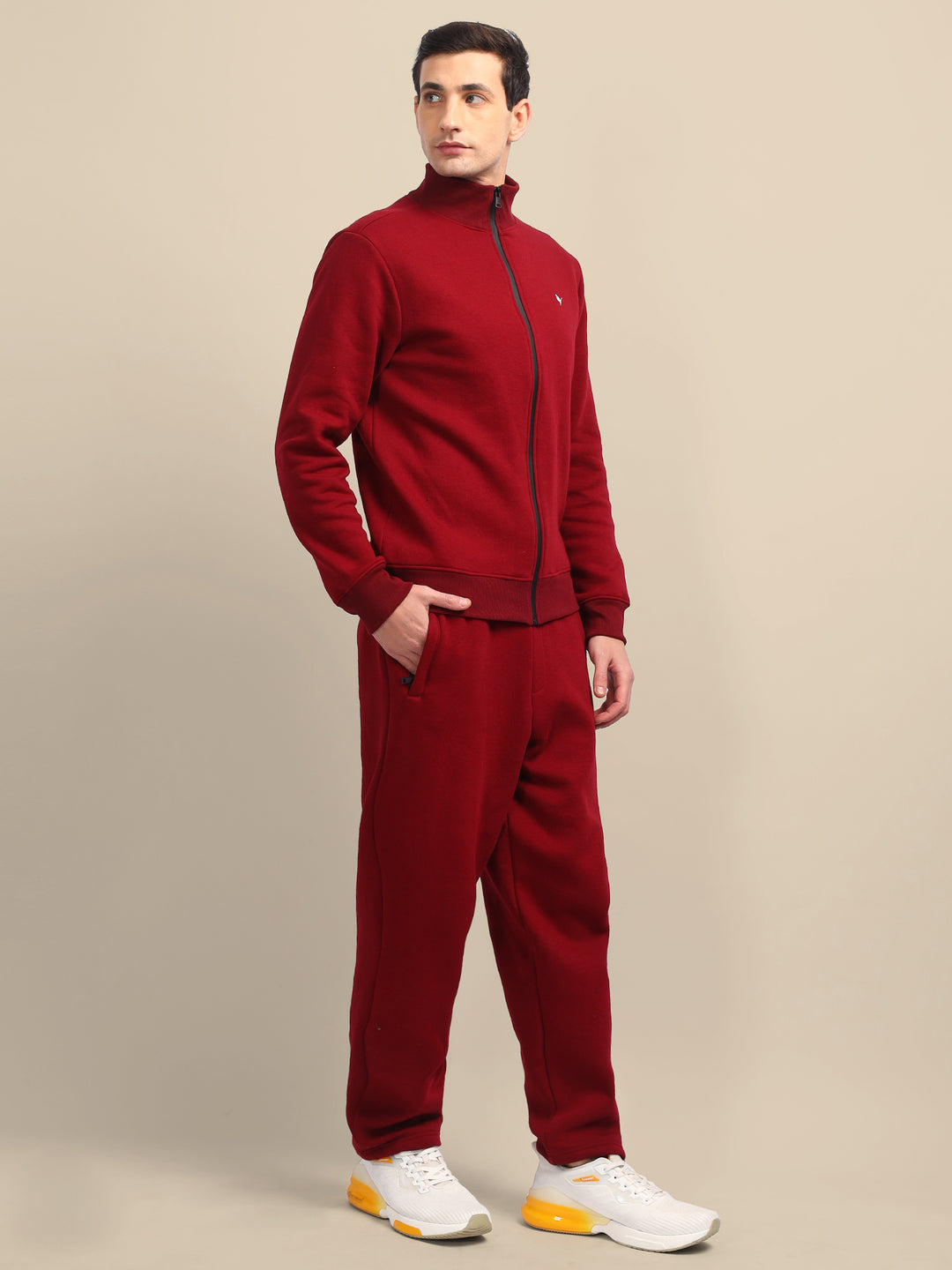 Amswan Men'S Maroon Stylish And Comfortable Full Zipper Sweatshirts