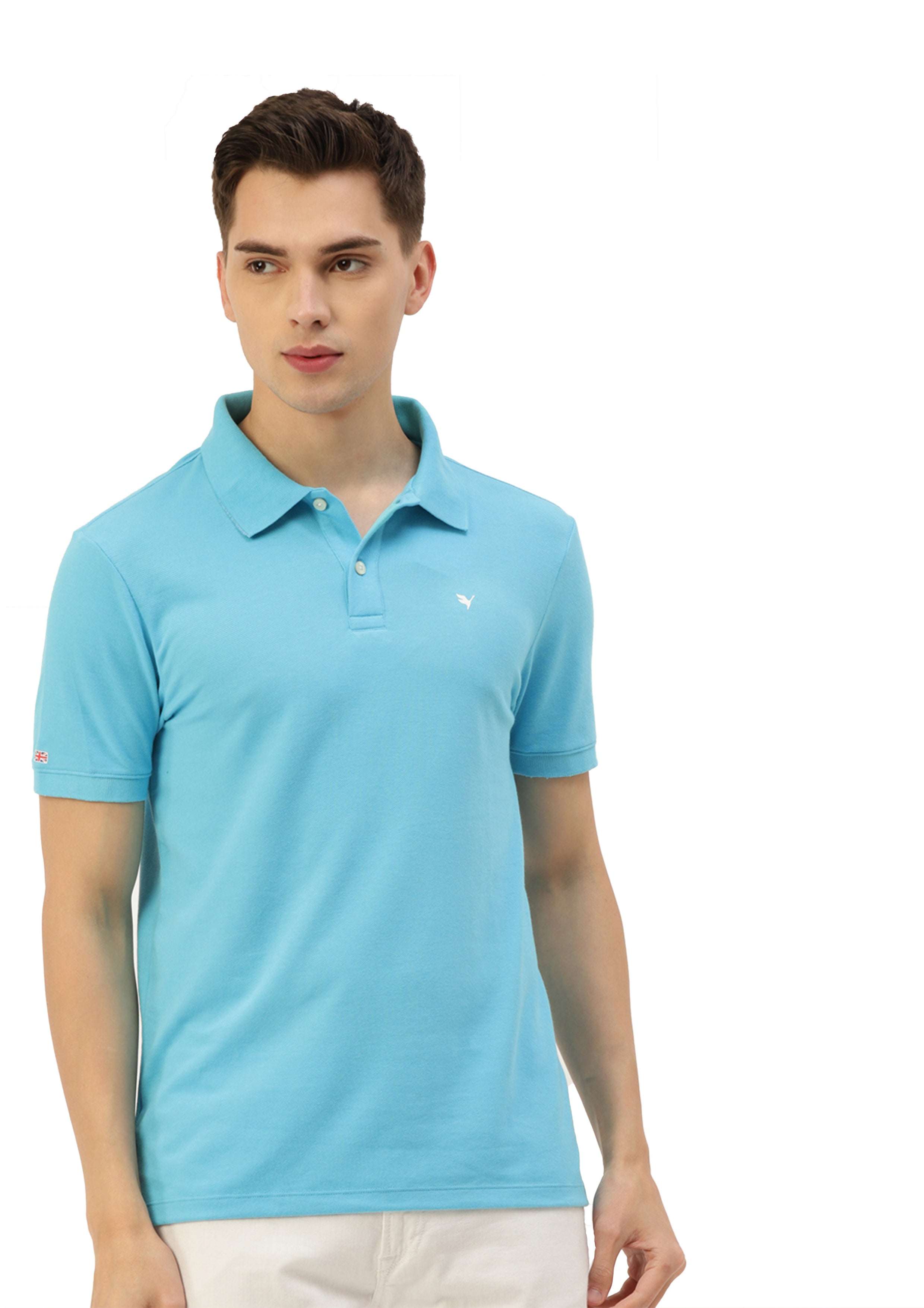 Premium Blue Cotton Striped Half Sleeve Polo