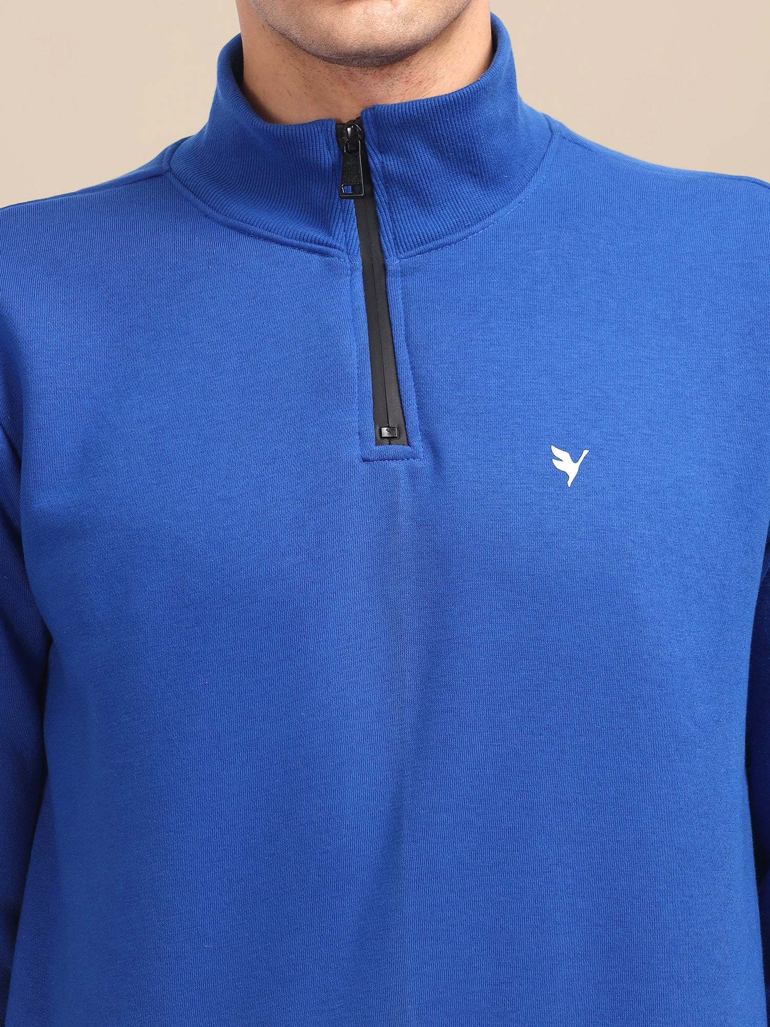 Amswan Men'S Blue Solid Half-Zip Sweatshirt