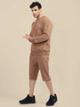 Men'S Brown Sweatshirt With Shorts Cord Set